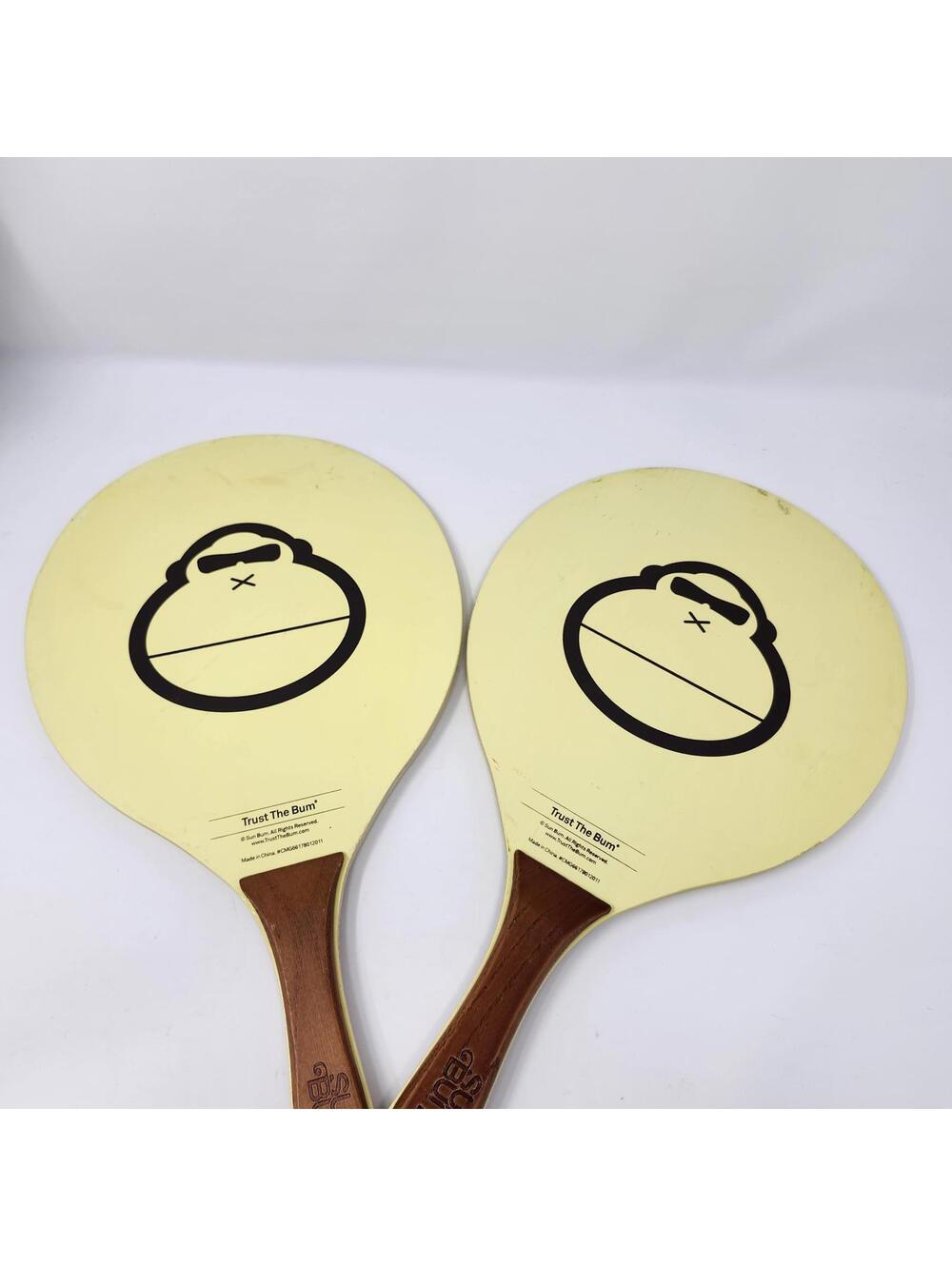 Sun Bum Trust The Bum 15” Beach Paddleball Rackets Set of 2 Wooden Handles